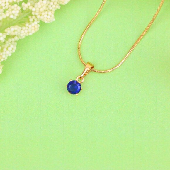 "Tiny Blue Stone Pendant in Rose Gold Setting, XPPT1573 - Picture 2 of 12